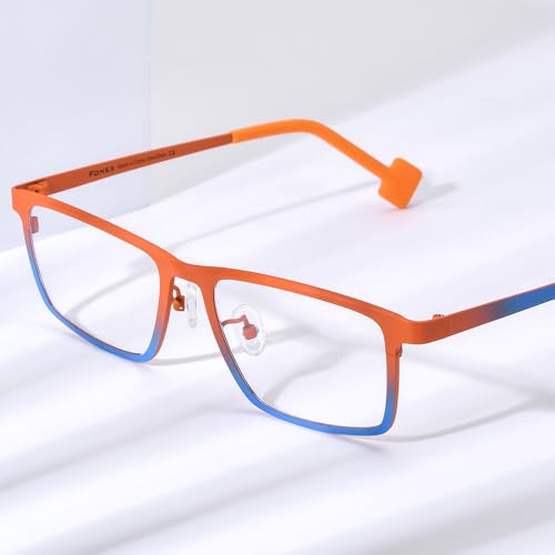 Image of FONEX Colorful Pure Titanium Glasses Frame Women Retro Round Eyeglasses
