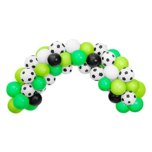 Kit Arco de Globos Fútbol, 40 unidades. Arco de Globos Fútbol en color blanco, negros, verde, verde oscuro y estampado balón de fútbol. Decoración globos fiestas y fiestas infantiles.