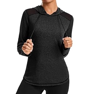 Gyabnw Activewear Gym Tops Long Sleeve Hoodie with Thumb Holes Mesh Design and Drawstring UV Protection for Gym Running Yoga