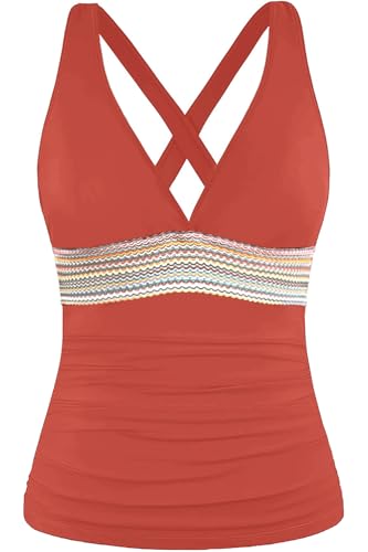 Image of Yonique Women's Halter Tankini Top V Neck Swim Top Tummy Control Bathing Suit