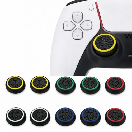 Kit com 10 Grips de silicone para Controle, Compatível com PS2, PS3, PS4, PS5, XBOX,Nintendo switch e Steam Deck Protetor Analógico com Anéis Coloridos