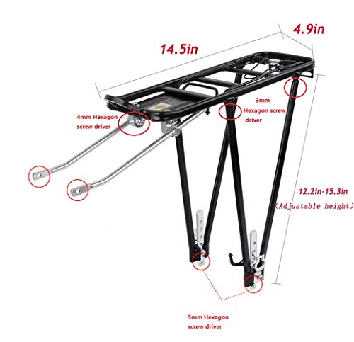 Free-Fly Bike Cargo Rack Cargo Universal Adjustable Bicycle Rear Luggage Touring Carrier Racks 55Lbs Capacity Quick Release Mountain Road Bike Pannier Rack thumb #2