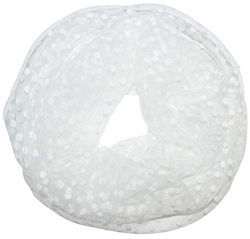 thb Richter Damen Loopschal Schlauchschal Rundschal Punkte Muster mit Spitzen unifarben einfarbig Frühling Sommer Schal Uni Farben Spitze Punkt (Pünktchen - Weiß) Cover