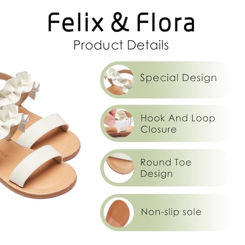 Image of Felix & Flora Toddler Girl Sandals - Little Girl Easter Dress Shoes Lightweight Open Toe Beach Holiday Flats