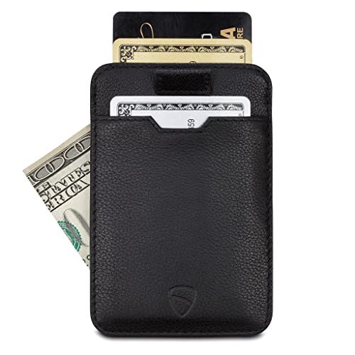 Vaultskin Chelsea Slim Minimalist Front Pocket Leather Wallet With Rfid Blocking For Men With Gift Box (Black) #TOP4
