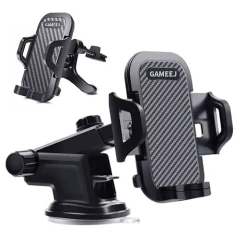 GAMEEJ Universal 3-in-1 Car Phone Mount for Dashboard, Windshield, & Vent – Adjustable & Secure – Fits All Smartphones, Quick Install