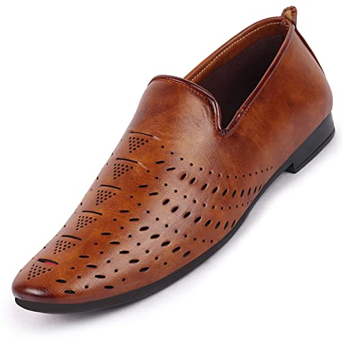 FAUSTO Basics Men's Perforated Ethnic Prom Slip On Juttis and Mojaris