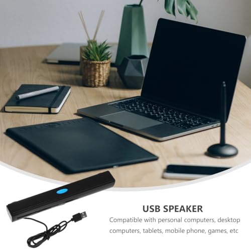 Image of UKCOCO USB 2.0 Soundbar Speaker for Laptop Desktop pc Tablet and Mobile Phone Mini Wired Stereo Sound Bar with 360 Surround Sound Compact USB Speaker for Office Workstation and Gaming