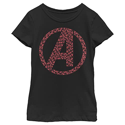 Marvel Comics Retro Classic Avengers Logo Heart Fill Girl's Solid Crew Tee