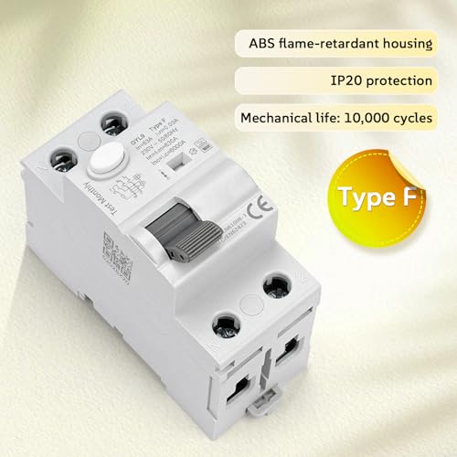 Miniatura 2 de Disyuntor Diferencial 63a 30ma Tipo F Interruptor Diferencial 63a 30ma 6ka Rccb 2 Polos Ac230v Disyuntor De Corriente Residual Apto Para Equipos Con Carga De Frecuencia Variable Monofásica Gyl9