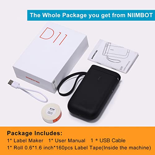 Niimbot Label Maker Machine D11 Label Printer Tape Included Portable Wireless Connection Multiple Templates Available For Phone Pad Easy To Use Office Home Organization Usb Rechargeable #TOP6