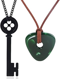 Coraline Key Seeing Stone Necklace - Coraline Costume Halloween Cosplay Jewelry - Christmas Gifts for Kids Girls Teens Women