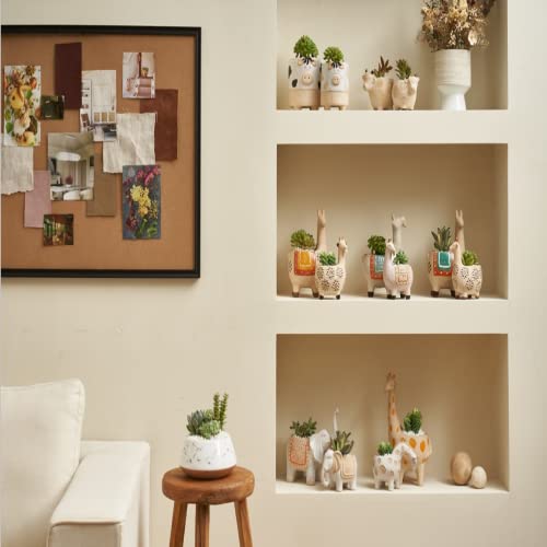 Ceramic Animal Succulent Planter Pots - 6.1 + 4.5 Inch Cute Alpaca / Llama & Goat Rough Pottery Unglazed Flower Plant Pots Indoor With Drainage For Herb Cactus Air Plants, Home Decor Gifts #TOP6