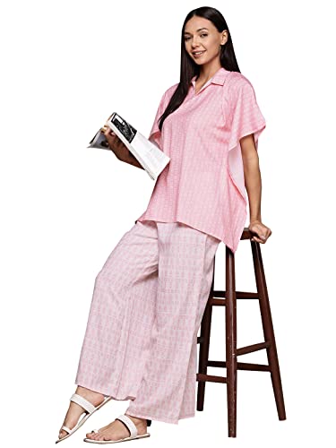 Image of ZIYAA Women Women's Orange Rayon Night Suit Set