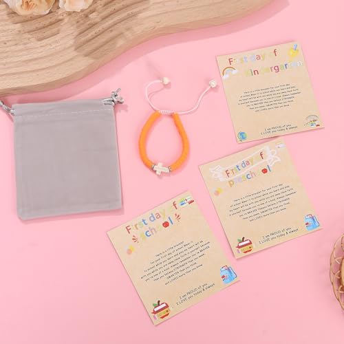 Image of First Day of Preschool Bracelet Back to School Gifts for Kindergarten / Preschool / School Gift Mama and Mini Adjustable Mother Daughter Bracelets as Supplies for Girls to Relieve Study Anxiety