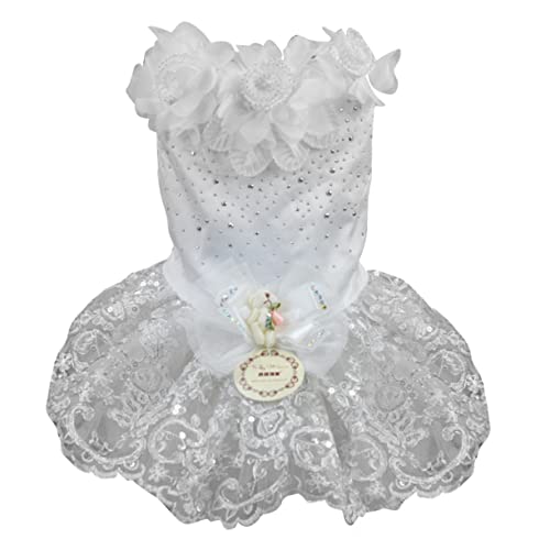 POPETPOP Elegantes Weißes Hundekleid mit Spitze