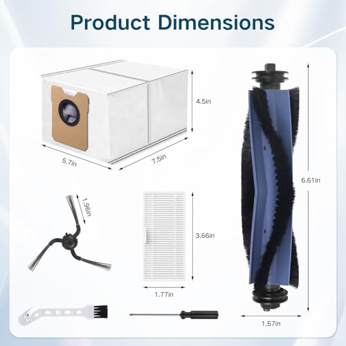 Image of Replacement Parts for Eufy C10 Robot Vacuum Cleaner Accessories, 2 Roller Brush, 4 HEPA Filters, 6 Side Brushes, 6 Dust Bags, 1 Clean Tool, 1 Screwdriver