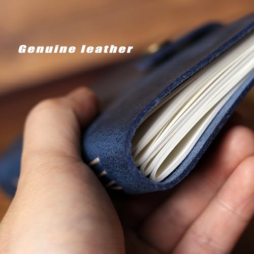 Carnet de notes petit format cuir véritable bleu mini journal