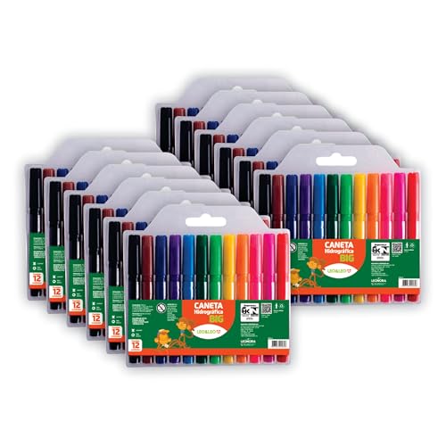 Kit 12 Estojos Com 12 Canetinhas Coloridas Big Ponta Grossa
