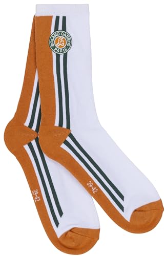 Deux chaussettes de tennis blanches et oranges Roland Garros