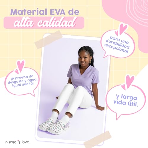 Nurse is Love Zuecos Sanitarios - Calzado de Trabajo para Enfermería | Regalos y Accesorios - imagen 4
