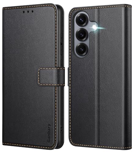 Ganbary Coque pour Samsung Galaxy S25 FE, [Housse en Cuir PU Premium] [Etui à Rabat] [Pochette de Portefeuille], Étui de Protection pour Samsung Galaxy S25 FE - Noir