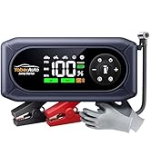 YaberAuto Starthulp Powerbank Met 160 Psi Compressor, 6000 A Starter Powerbank Pd 65 W Ingang Uitgang Voor Auto S 3 3 Inch Lcd Scherm 600 Lumen Noodverlichting Gedwongen Startfunctie 809470907