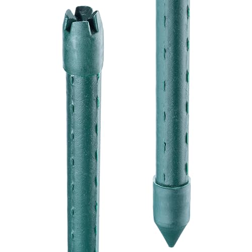 KADAX Zestaw 15 szt. Tyczki ogrodowe 150 cm x 16 mm do podpierania pomidorów i pnączy, ze stali powlekanej, odporne na korozję, zapewniają stabilne podparcie