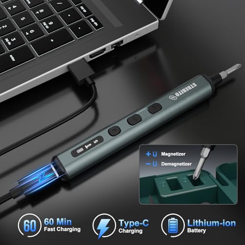 Image of STREBITO Mini Electric Screwdriver, 67 in 1 Electric Precision Screwdriver Set - 50 S2 Preicison Bits, 5 Torque Settings, 4 LED Lights, Cordless Screwdriver Repair Tool Kit for PC Building Electronics
