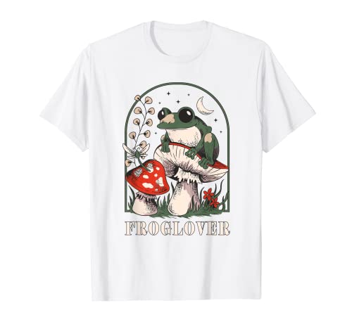 Funny Froglover Cute Frog On Fungi Sapo Cottagecore Camiseta