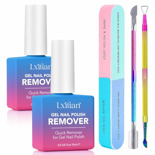 Remover Semipermanente Unghie 15 ml, Gel Polish Remover Rapido in 3-5 Minuti – Senza Alluminio, Senza Ammollo – Include Lima, Spingi-Cuticole, Lima Multi-Superficie (15ml (2 Pezzo))