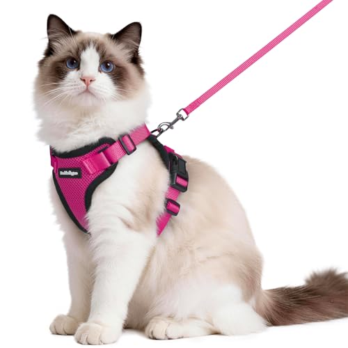 Image of rabbitgoo Cat Harness and Leash Set, Escape Proof Vest, Rose Red