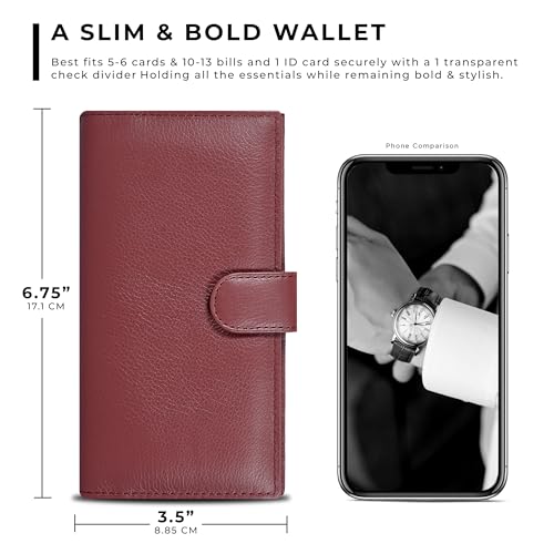 Image of Oak Leathers Checkbook Cover Slim Minimalist For Men with RFID Blocking Credit Card Holder Wallet (Hazel)