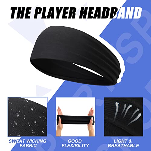 Image of 9 pcs Sweatbands for Men Workout Sport Headbands for Men Camo Headband Sweat Absorbing Headband Wide Sweatband for Head Basketball Football Cycling Running Yoga, 4.7 x 9.8 Inch