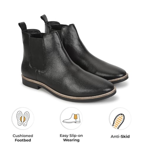 Image of YOHO Comfortable Boots For Men | Extra Cushioned Foot Bed And Skin Friendly Ankle Boot With Low Heels | PU Finish Material | Trendy, Stylish & Casual Boots | Winter, Snow & Holiday Outings