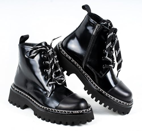 Bottes classiques noires aux finitions grises modernes de haute qualité esthétique - 2