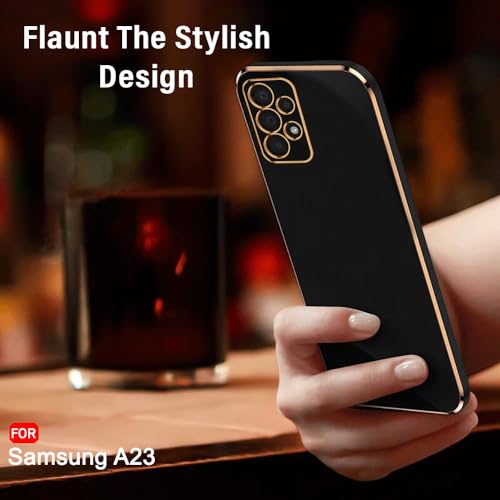 Image of TheGiftKart Thermoplastic Polyurethane Luxurious Golden-Plated Back Cover Case for Samsung Galaxy A23 4G /A23 5G|Raised Lips for Camera & Screen Protection|Shockproof Back Case for Samsung A23 /A23 5G