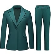 Lamgool Women Suit 2 Pieces Set One Button Lady's Business Formal Peak Lapel Blazer and Pants for...