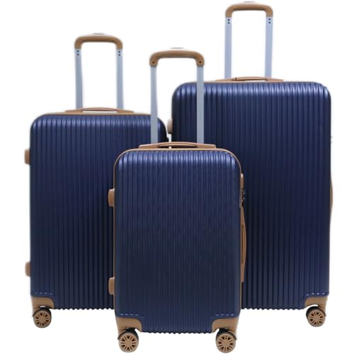 PROVITERA Set of 3 Hard ABS Suitcases, 38-59 – 90 litres, Telescopic Handle, Easy Roll Wheels, Durable and Lightweight Travel Trolley, Blue, 37 x 23 x 55 cm, 42 x 26 x 65 cm, 48 x 30 x 75 cm, Modern