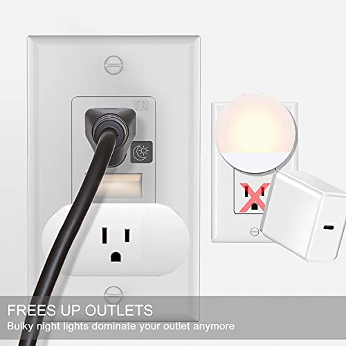 Image of SOZULAMP 15A Outlet with Night Light, TR, 4-Pack | Auto on /off nightlight. Glows through outlets. Shutters block objects. For halls, stairs, baths. Plates & 12-month warranty.