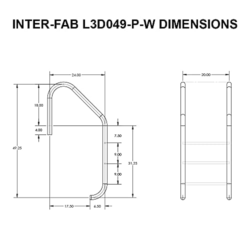 Inter-Fab L3E049P-W 3-Step Economy ladder with White High Impact Plastic Tread