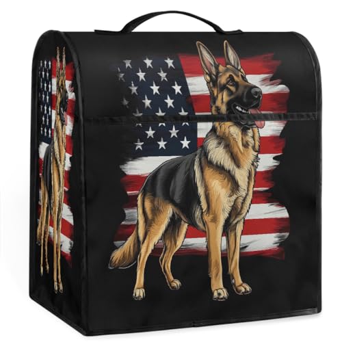 Mexpekil Cubierta para batidora de pie de perro con bandera americana, 5-8 cuartos de galón, cubiertas antipolvo para electrodomésticos de cocina con asa superior y bolsillos, accesorios universales