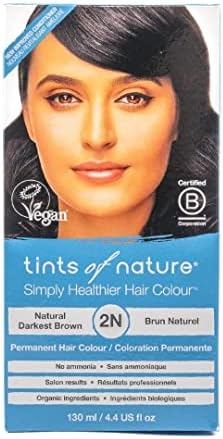 Tints of Nature Natural Permanent Hair Dye, Nourishes Hair & Covers Greys, 1 x 130ml - 2N Darkest Brown