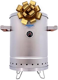 (6-pound) Stainless Steel (Small) Charcoal Barrel Smoker with Thermometer & Airlock system - 16.5"x 21.18" x ⌀11.81", 2 in 1 Vertical Smoker - Grill and Smoker, 6-serving Slow Cooking Smoker