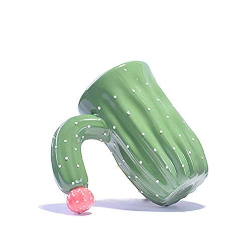 J-TUMIA-hom Taza de Porcelana con asa Nordic Creative Cactus Taza de cerámica Taza Pareja Regalo Copa Publicidad Copa Regalos para la Taza de cerámica Amante (Color : Verde, tamaño : 13.5 * 9cm)