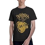 Dire Rock Band Straits T Shirt Mens Short Sleeve Cotton Casual Crew Neck Shirt for Men Graphic Clothing T Shirts Tops Vintage 80s 90s Black