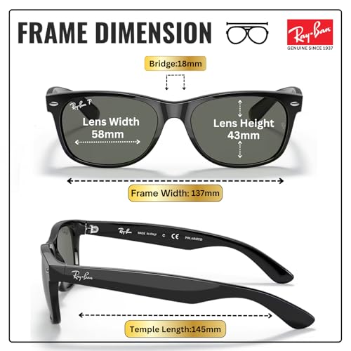 Image of Ray-Ban RB2132 NEW WAYFARER CLASSIC Square Shaped Sunglasses for Men & Women with Official RAYBAN Eyewear Kit