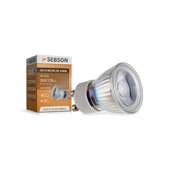 SEBSON LED Lampe GU10 warmweiß 3W, ersetzt 25W Halogenlampe, 35mm Durchmesser, 250lm, Spot 46°, 230V