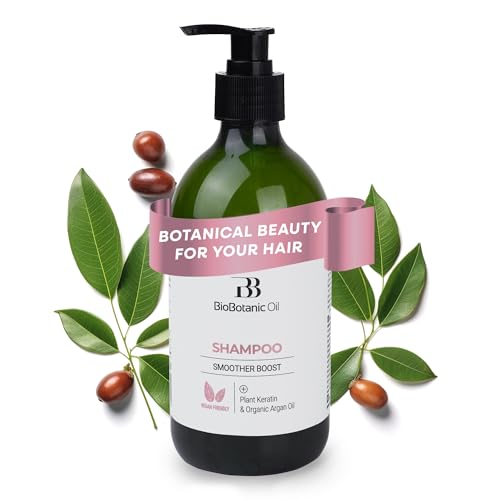 Bio Botanic Oil Range – Shampoo for Straightened Hair with Plant Keratin & Organic Argan Oil, Vegan, SLS-Free & Salt-Free, pH-Balanced Formula for Long-Lasting Smoothness & Shine