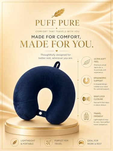Image of Ultra Soft Premium Travel Neck Pillow with Hanging Loop Snap Button Closure for Home Office and Airplane Flight, Bus, Car, Train Travelling Use [Grey] (Pack of 1)